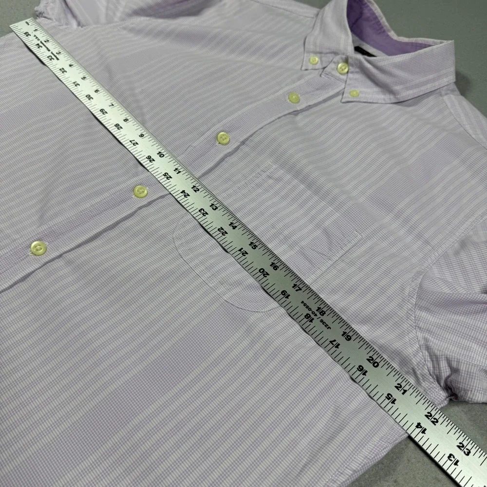 Banana Republic Mens Purple White Check Cotton Button Down Shirt Long Sleeve M